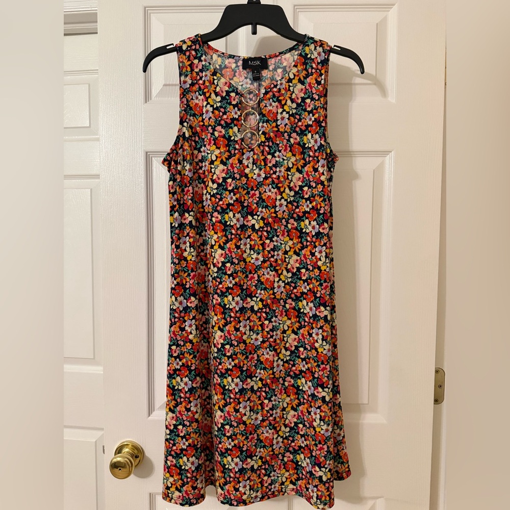 MSK Multicolor Floral Sleeveless A-Line Dress